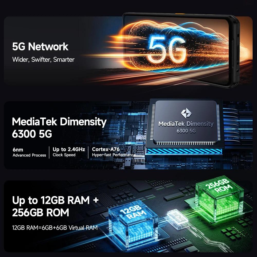 Ulefone Armor 25T Pro 5G Телефон с тепловизором, защищенный, Android 15, 33 Вт, 64 МП, ночное видение, NFC, водонепроницаемый смартфон, Глобальная версия