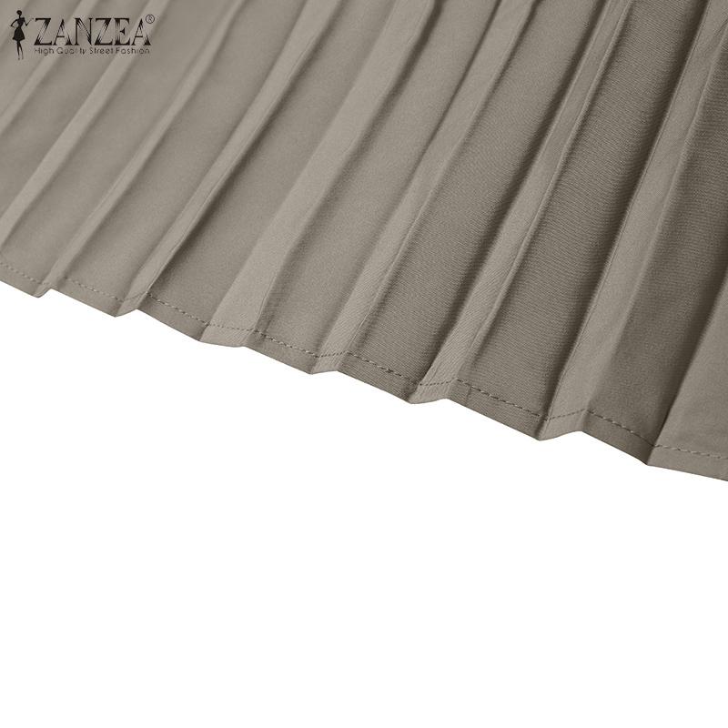 ZANZEA Женское повседневное платье с длинным рукавом в стиле пэчворк, свободное, плиссированное