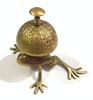 Brass Frog Desk Bell | Decorative Animal Counter Bell for Reception, Office or Home | Unique Frog Décor Gift for Desk Accessories Lovers