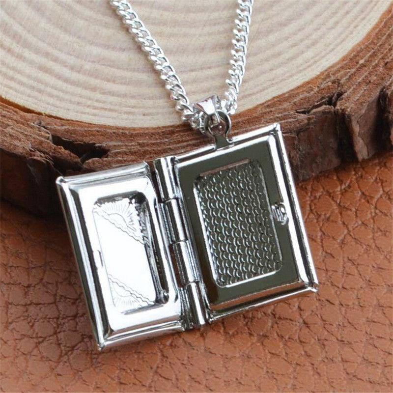 Women Men Silver Color Book Box Photo Locket Pendant Jewelry Without Chain For Friends Wholesal R6A5