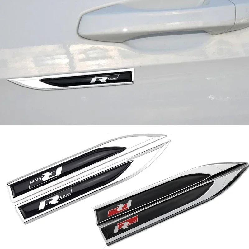 2PCS Car Fender Side Emblem Sticker Decoration for Volkswagen VW R Rline Badge GOLF JETTA MK4 PASSAT Polo SCIROCCO T-ROC Vento OO1