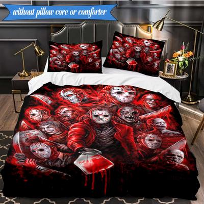 Horror Movie Characters 3pcs K-pop Music Group Bedding set,Ideal for Bedroom, Dormitory,Including Duvet Cover And 2pcs Pillowcases,Fan Gifts