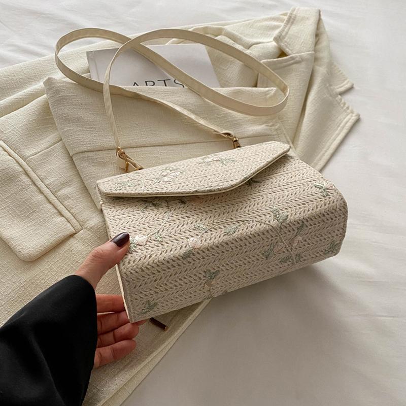 Ротанговая сумка-мессенджер на плечо Модная Вместительная Богемная Сумка из плетеной травы Ручной работы Плетеный Отпускной Кроссбоди для женщин CLE