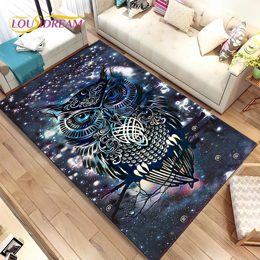 Милый ковер с 3D мультяшным рисунком совы, ковер для дома, гостиной, детской спальни, дивана, коврик для двери, декор, детские игры, нескользящий напольный коврик