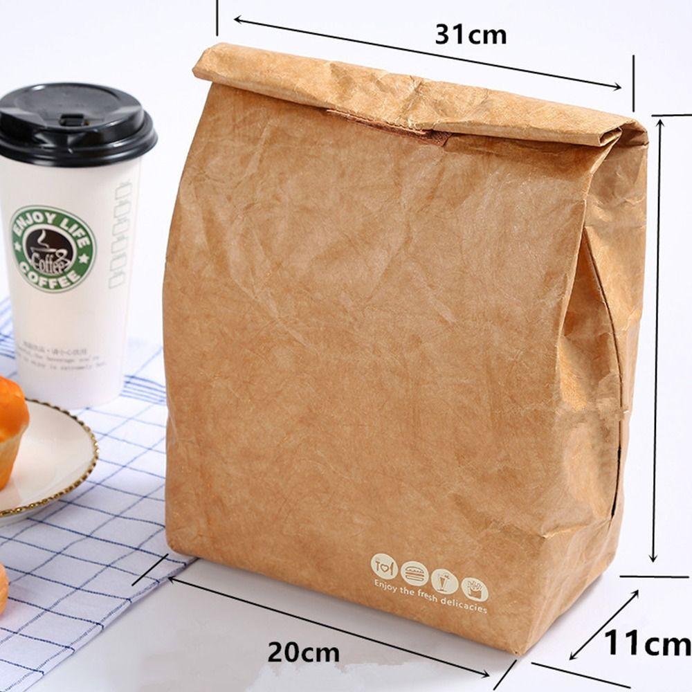 Breakfast Organizer Tote Canvas Lunch Bag Food Hand Bags Waterproof Lunch Bag Kraft Paper Bags