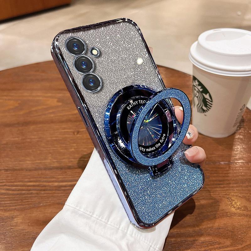 Samsung S24FE Case Luxury with Bracket Glitter Case For Samsung Galaxy A15 A25 A35 A24 A14 S23 Plus Note20 Ultra A52 Case Holder