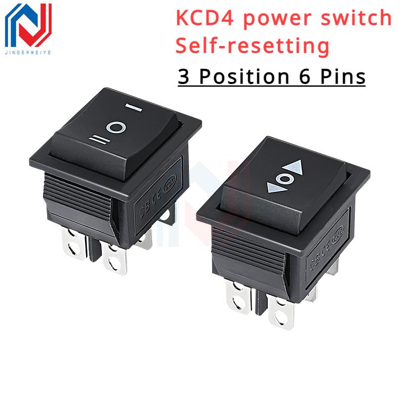 1PCS Self Reset Rocker Switch Momentary KCD4 Power Switch ON-OFF-ON Reset 3 Position 6 Pins 16A 250VAC/ 20A 125VAC Pushbutton Switches 3