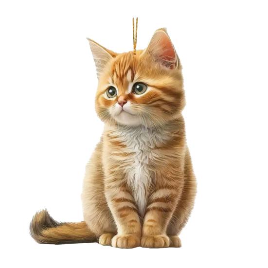 Acrylic Cat Pendant with Lanyard Easy To Hang Lightweight Design Adorable Kitty Christmas Decoration Tree