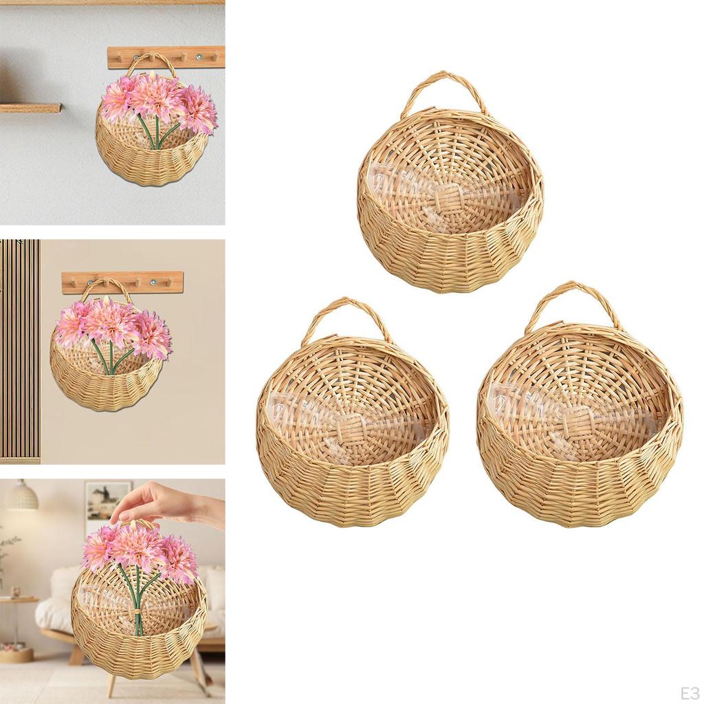 Wall Hanging Basket Flower for Dried Flowers Pot Decorative Woven Planter