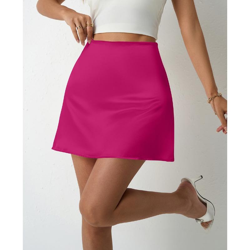 Женская атласная юбка весна-лето Юбка-трапеция Плиссированная юбка Высокая талия