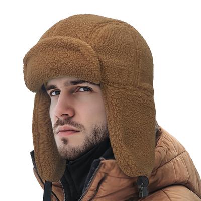 Кепка-ушанка пилота с ушами однотонная теплая русская шапка для холодной погоды, уши, цвет, защита, зима, на открытом воздухе, катание на лыжах, сноуборде, поездки на работу,
