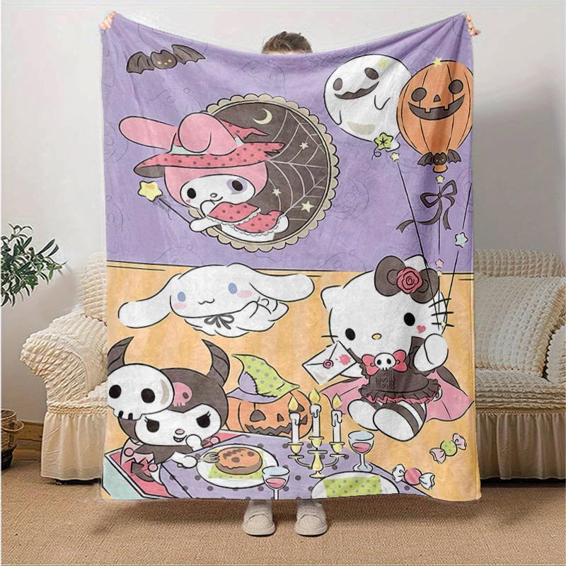 1pc Hello Kitty and Friends Halloween Party Blanket, Soft Throw for Home Decor, Perfect Gift for All Seasons, Living Room, Travel, Camping, Car Blanke