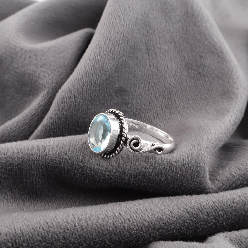 Sky Blue Topaz Gemstone Ring, Handmade Gorgeous Jewelry, 925 Sterling Silver Jewelry, Ring For Wedding Gift