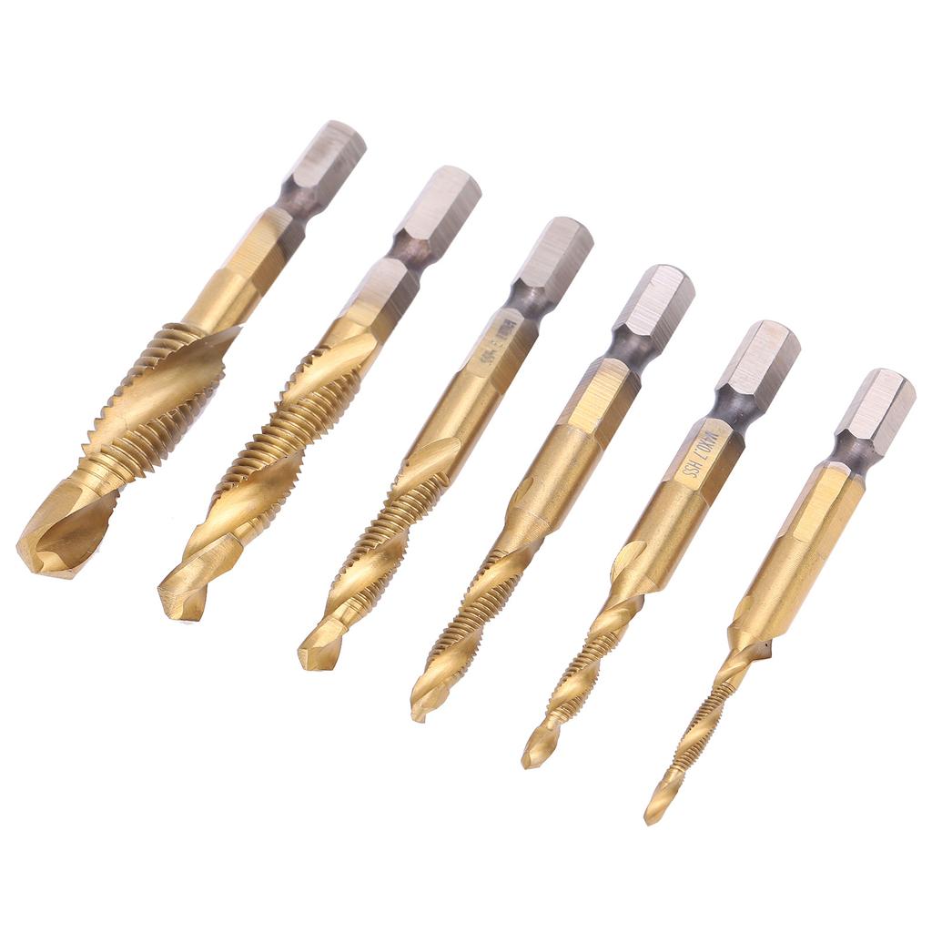 6pcs Screw Tap Drill Bits Kit 6542 High Speed Steel M10 M8 M6 M5 M4 M3 Tapping ToolsLong Type