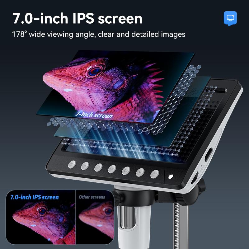 7,0-дюймовый цифровой микроскоп HDMI с увеличением 1200x, 5-мегапиксельная HD-камера USB, профессиональный электронный микроскоп для ремонта с 8 светодиодами