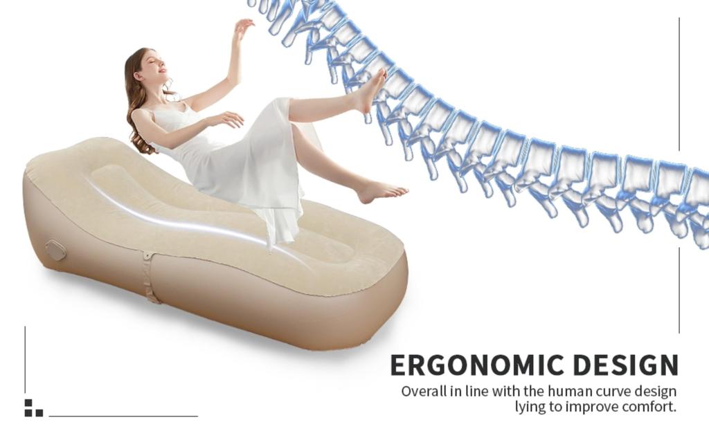 Baiao Airbed Single with Removable Fast Inflation and Deflation Mattress for Backpacking and Hiking (Brown) Built-in Pump, Auto-Inflating Camping,