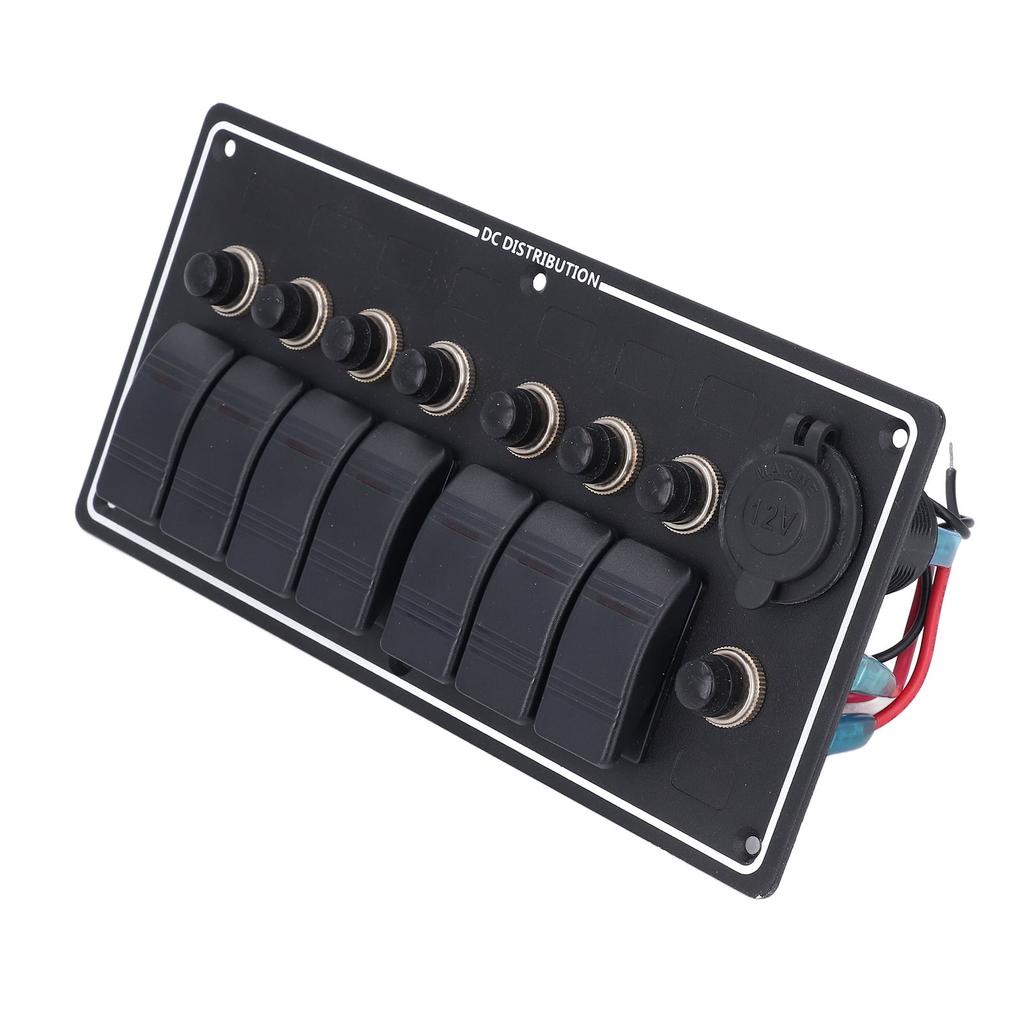 7 Gang Rocker Panel, 12V 7 Appliance Control with Overload Protector, Suitable for Boats, Yachts, RVs, Aluminum Alloy ABS Material, IP65