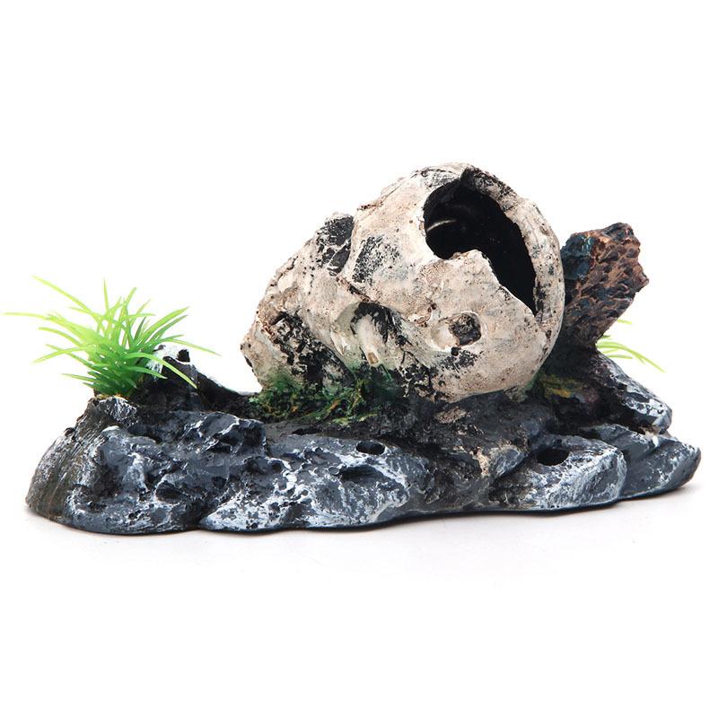 Aquarium Fish Tank Pirate Skull Skeleton Ornament Resin Landscaping Decor
