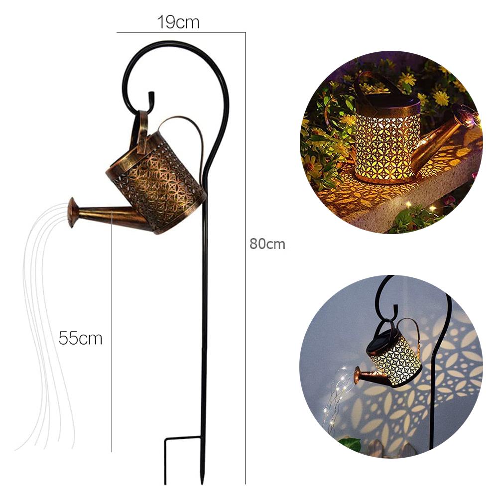 Солнечные лейки, водонепроницаемые уличные светильники для душа, светодиодная волшебная лампа, подвесной ретро-металлический фонарь для украшения сада
