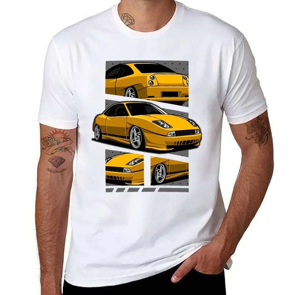 Fiat Coupe 20V Turbo Yellow TShirt graphics korean fashion blacks tshirts for men 2025 new model