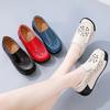 Ladies Platform Loafers Casual Elegant Black Cow Leather Women Summer Height Increase Thick Sole Shake Shoe