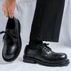 2024 молодежная платформа британская черная обувь с большим носком модная круглая платформа повседневная модная обувь 44332-R