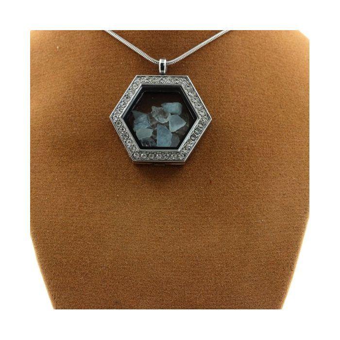 Stones and Minerals. Raw Aquamarine Necklace. Hexagon Model.