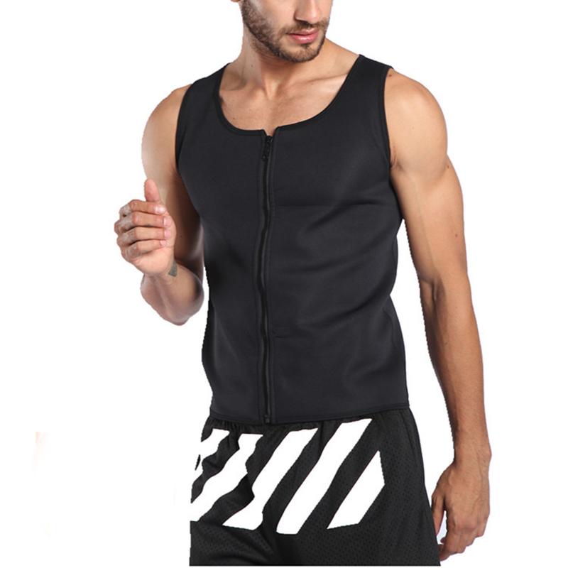 Мужской неопреновый костюм-сауна, горячий корсет для похудения с застежкой-молнией и тренажером для талии