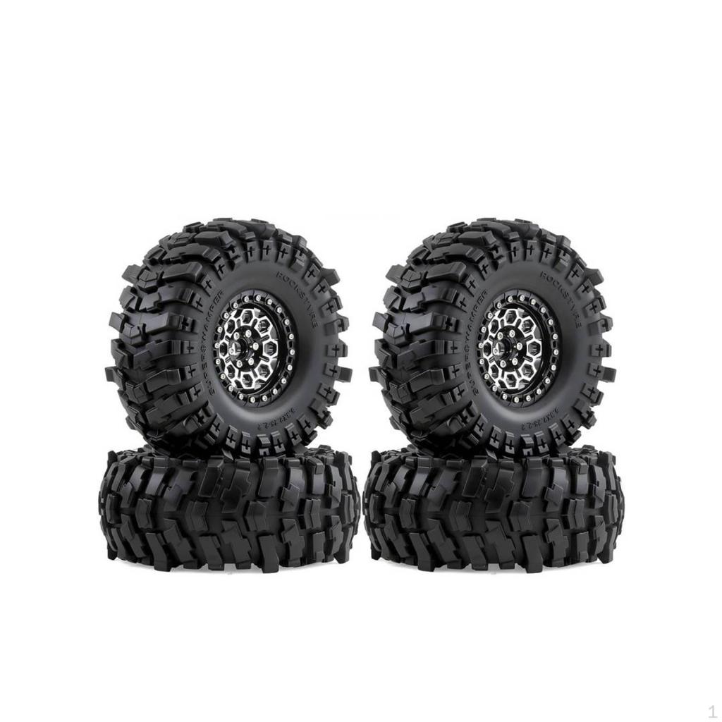 4 Pieces RC Crawler Tire with BeadSecured Rim RoughTerrain Wheels Deep Pattern