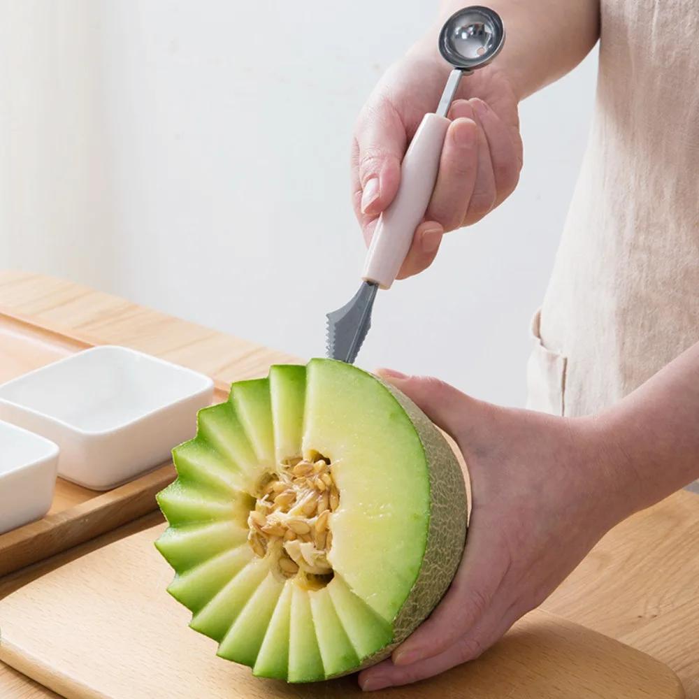 Новый двухсторонний нож для нарезки фруктов из нержавеющей стали Fruit Ball Digger можно использовать для фруктовой тарелки
