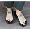Soft Leather Soft Bottom Thick Bottom Fish Mouth Slippers Women's 2025 Summer Muffin Bottom Light Soft Bottom Fish Mouth Retro Outer Wear Sandals