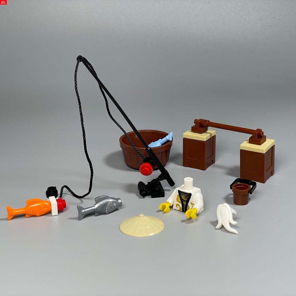 Non-Toxic Moc Bricks Ninja Fishing Masters Mustache White Long Beard Figure 4Cm Movie Anime Characters Building Blocks Kids Toys