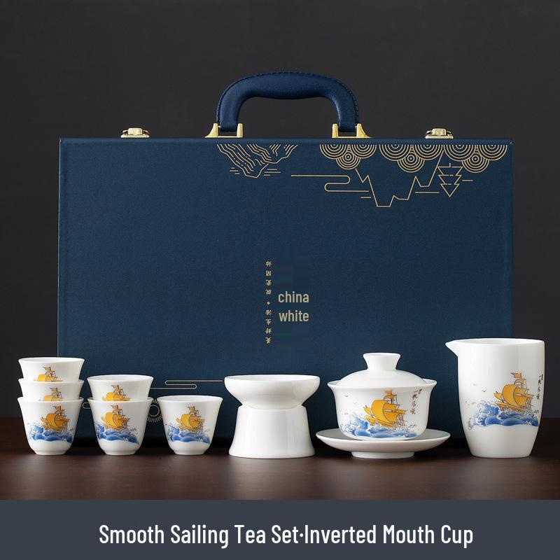 Нефритовый Фарфор Дехуа с Бараньим Жиром Набор для Kung Fu Tea Сувенир