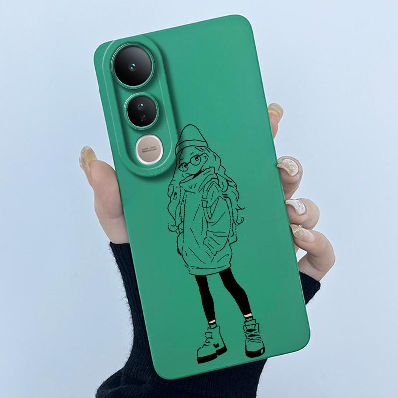 For Vivo V50 Lite Case Lovely Phone Shell Soft Liquid Silicone Back Cover For Vivo V 50 Lite Full Protection Shockproof Bumper
