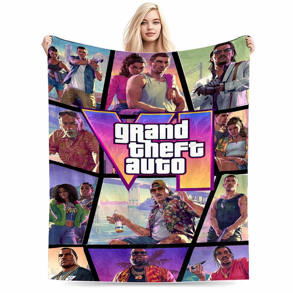 Grand Theft Auto VI Colorful Design Flannel blanket for bedroom, living room, sofa, and nap