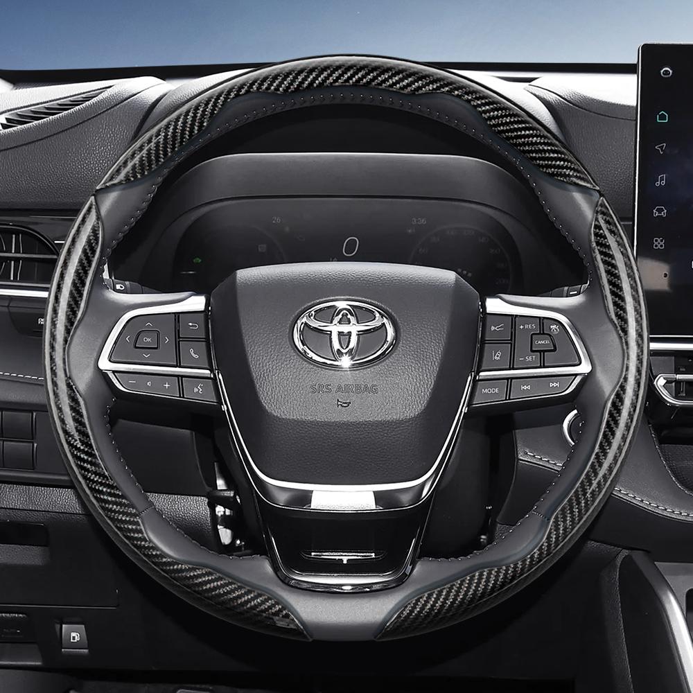 Suitable for Toyota Carbon Fiber Texture Steering Wheel Cover with Segmented Quick-Release Design, Durable, for Rav4 Hilux Camry, Yaris Corolla Cross