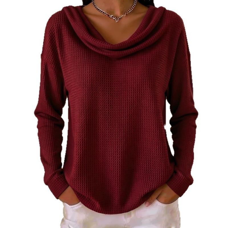 Women S Casual Loose Solid Color Mock Neck Long Sleeve Pullover Sweater