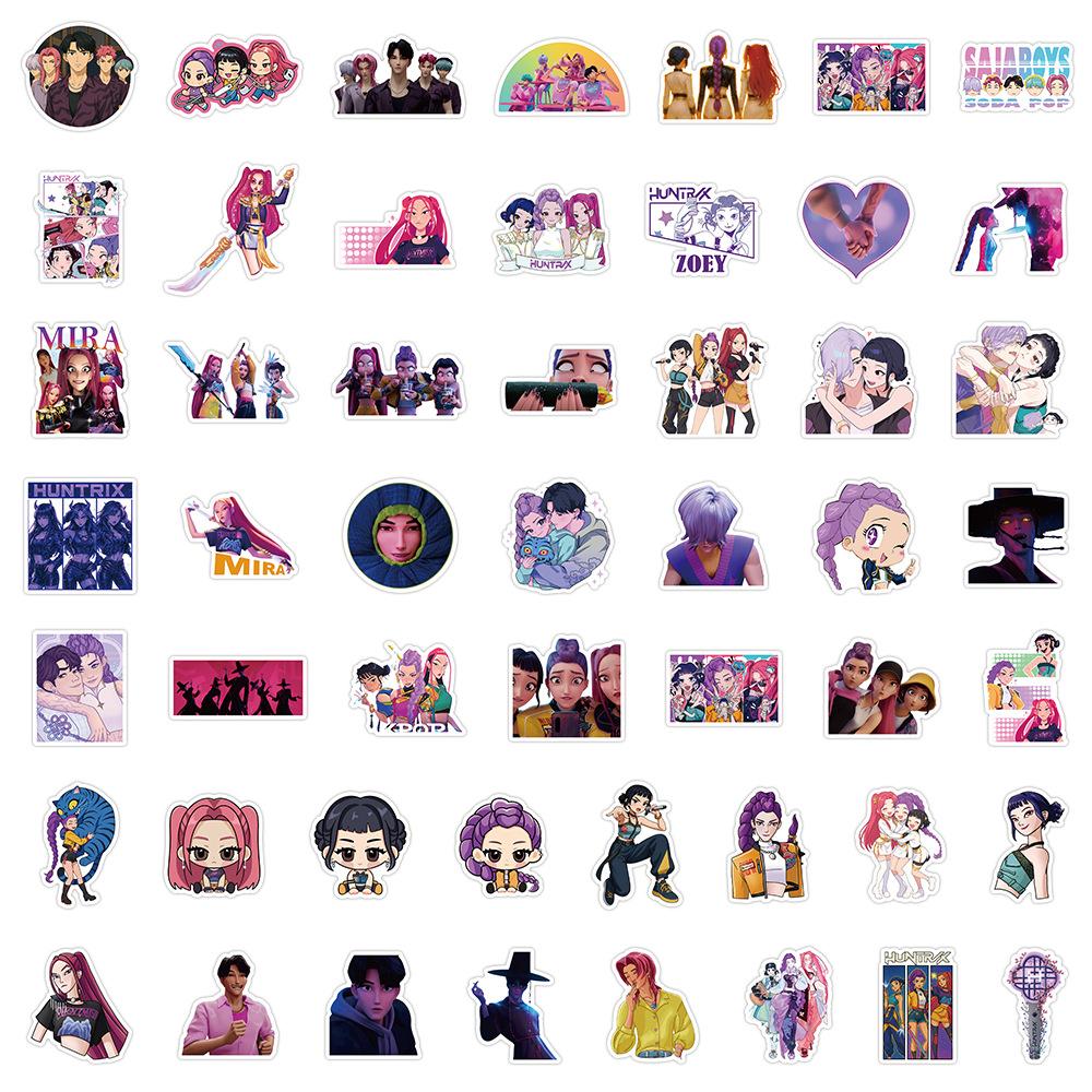 50 New Cross-border Kpop Demon Hunters Stickers for Personalized Graffiti Decoration of Mobile Phone Water Cups and Waterproof Stickers