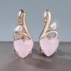 Vintage Geometric Pink Zircon Drop Earrings for Women Luxury Gold Color Daily Fashion Jewelry