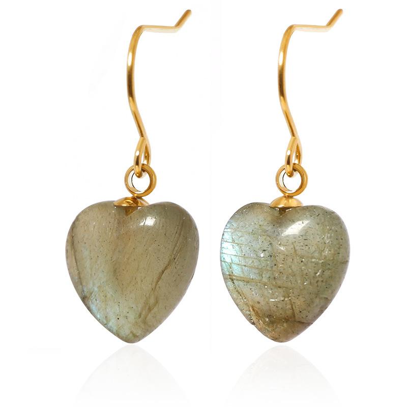 Комплект украшений в форме сердца, ожерелье из натурального камня, серьги Love, женские летние, высококачественные, не выцветающие, титановая сталь