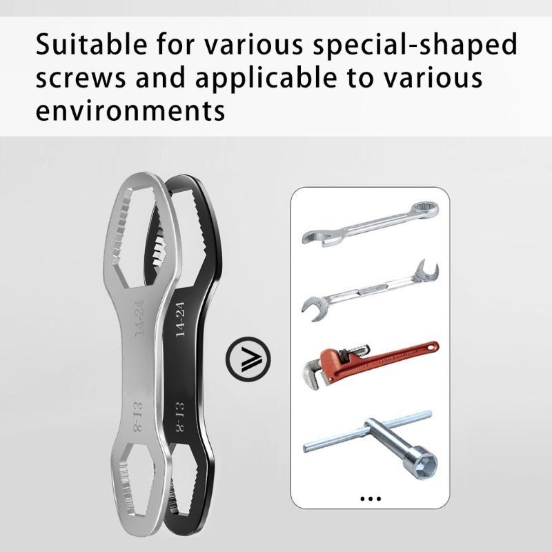 2Pcs Efficient Adjustable Wrench 8 to 24 mm for Diverse Repair Applications