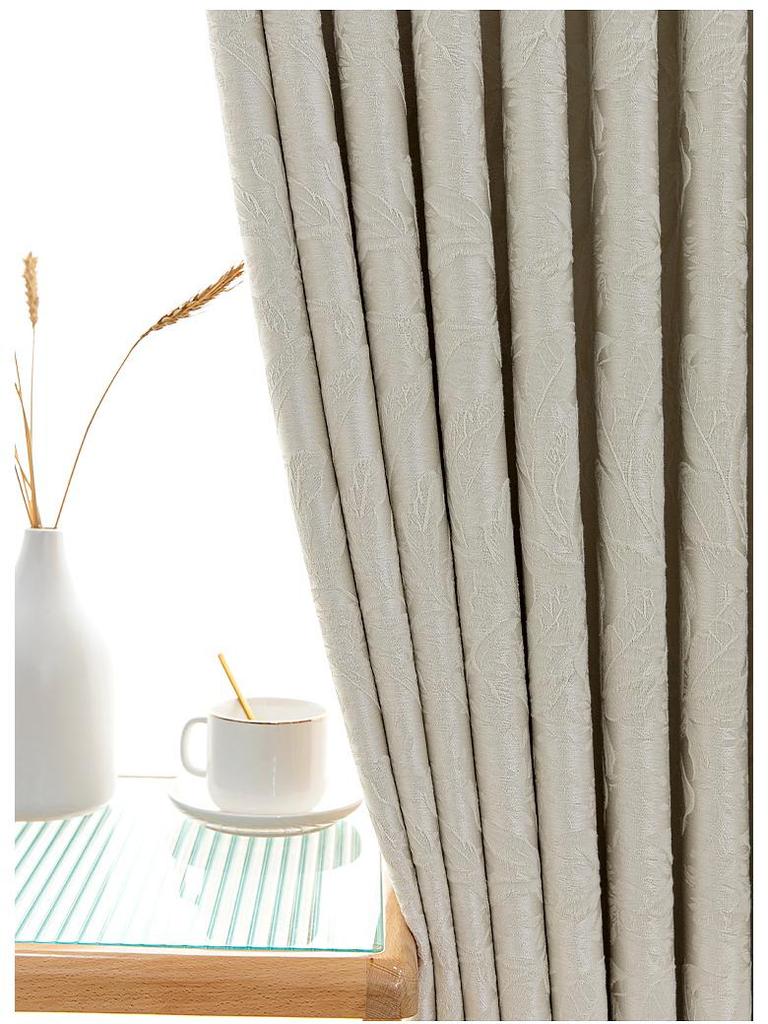 Original High-Precision Chenille Jacquard Curtain - Leaf Branch Vine Design, Light French Blackout, for Bedroom/Living Room.