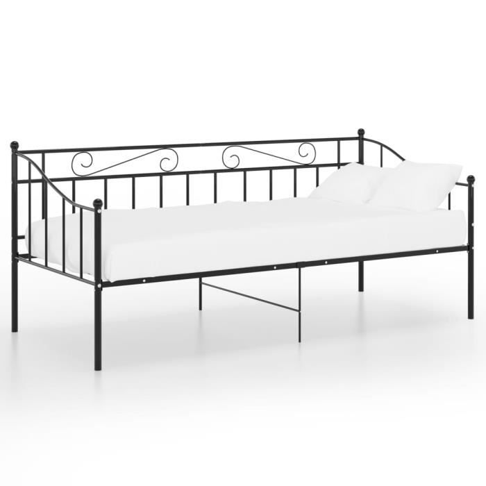 VidaXL Sofa Bed Frames Black Metal 90x200 Cm, Black, Powder-coated Metal