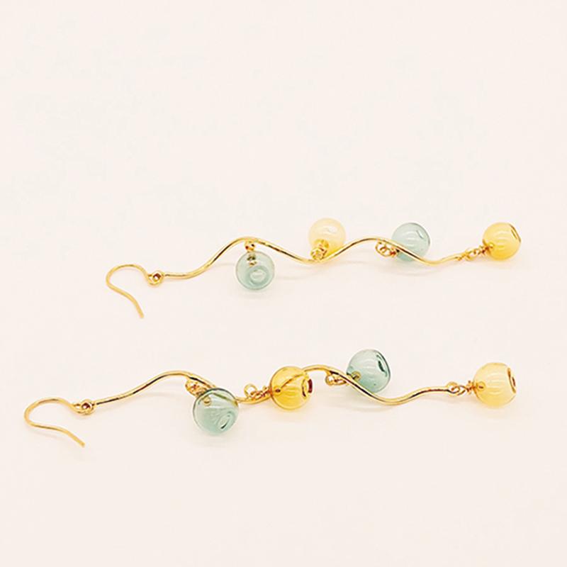 Оригинальные серьги-шарики из выдувного стекла ручной работы для женщин, уникальные длинные серьги-капли смешанного цвета, модные ювелирные серьги-пузыри