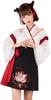 Taisho Roman Hakama Set Short Shrine Maiden Yukata Kimono Hanfu Cosplay with Obi Nekomata Fox Above the Knee [Lady Lazy] (White, M)