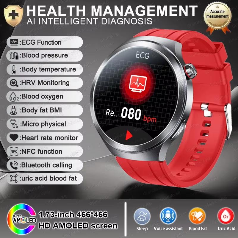 2025 New Health Trackr Uric Acid Blood Lipids Smart Watch Blood Pressure ECG+PPG Clock Body Analysis Smartwatchs Men Emotional Detection