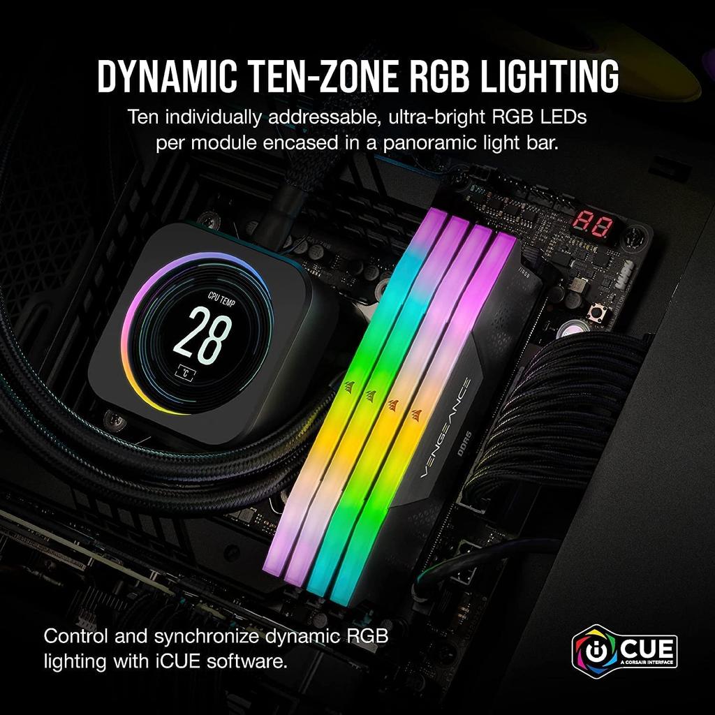 Corsair Память для настольного ПК VENGEANCE RGB DDR5 Series Intel XMP Memory Kit 32 ГБ Black x CMH32GX5M2E6000C36 DDR5-6000 МГц (ПК5-48000) [16 ГБ 2]