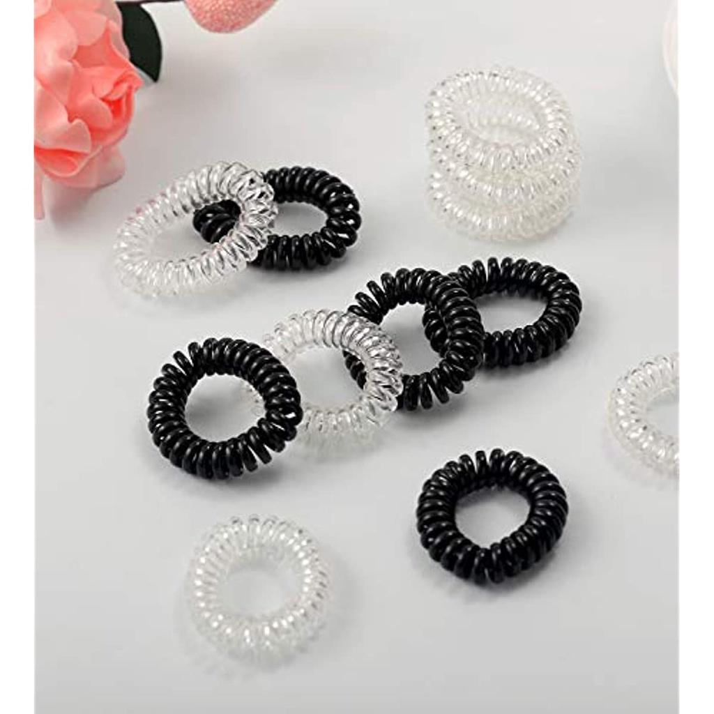 16 шт. Спиральные резинки для волос — спиральные резинки для волос для женщин и девочек, прозрачные и черные
