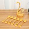 Gold/silver Retro Coffee Spoon Fruit 6 Spoons Set Cute Cygnus Shape Home Decoration Swan Dessert Spoon Tableware Kitchen Tool