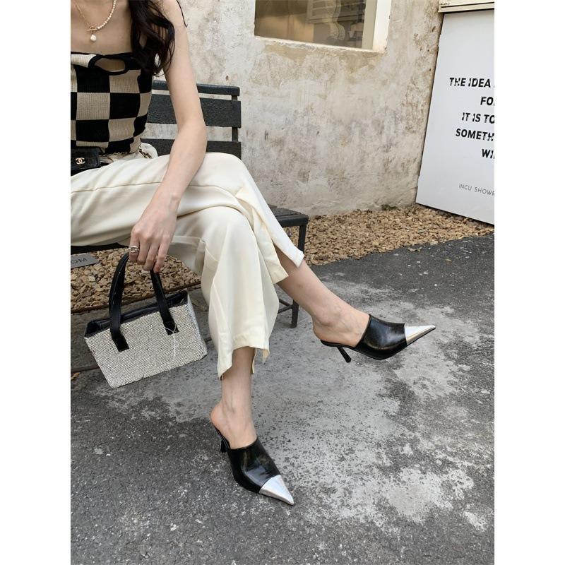 Мода 2025 Новые Бутиковые Осенние Туфли-Шлепанцы на Высоком Каблуке Стиль Хай-Энд Шпилька Острый Носок Женская Обувь Самые продаваемые Модные Шлепанцы